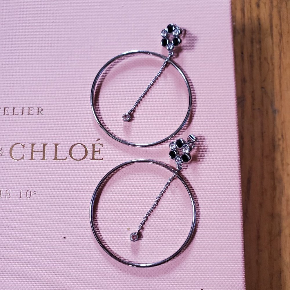 Emma & Chloe Eve Pendant Hoops With Gemstone Flower